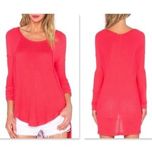 Free People Ventura Thermal Waffle Knit
Top size S coral